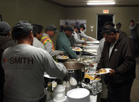 Company cookout celebrating a successful project