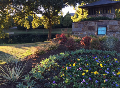 Mixed-use development landscaping in Flower Mound