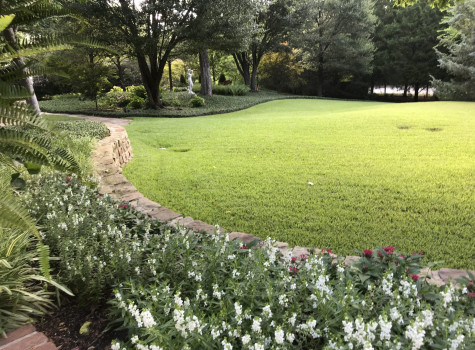 Retaining wall and planting in Lewisville